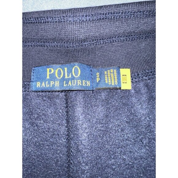 POLO RALPH LAUREN Womens Navy Sweatpants Sz S Yellow Pony Drawstring Pockets - Picture 9 of 14